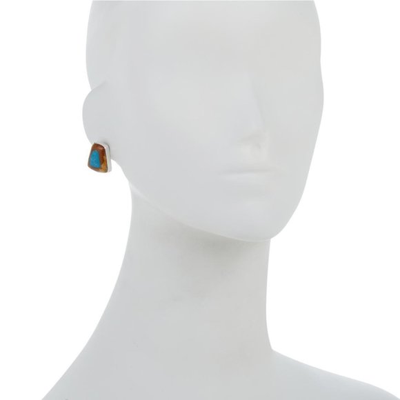 Jay King Sterling Silver Framed Turquoise Earrings - Picture 2 of 3